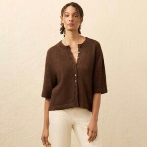 NWT Faherty Après Alpaca Cardigan Walnut Brown Alpaca Sweater